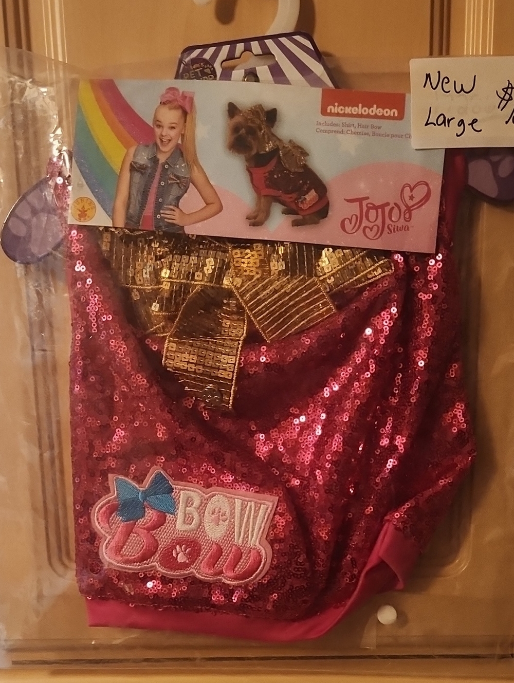 Nickelodeon JoJo Siwa Hot Pink Sequin Dog Outfit with Gold Bow Accent